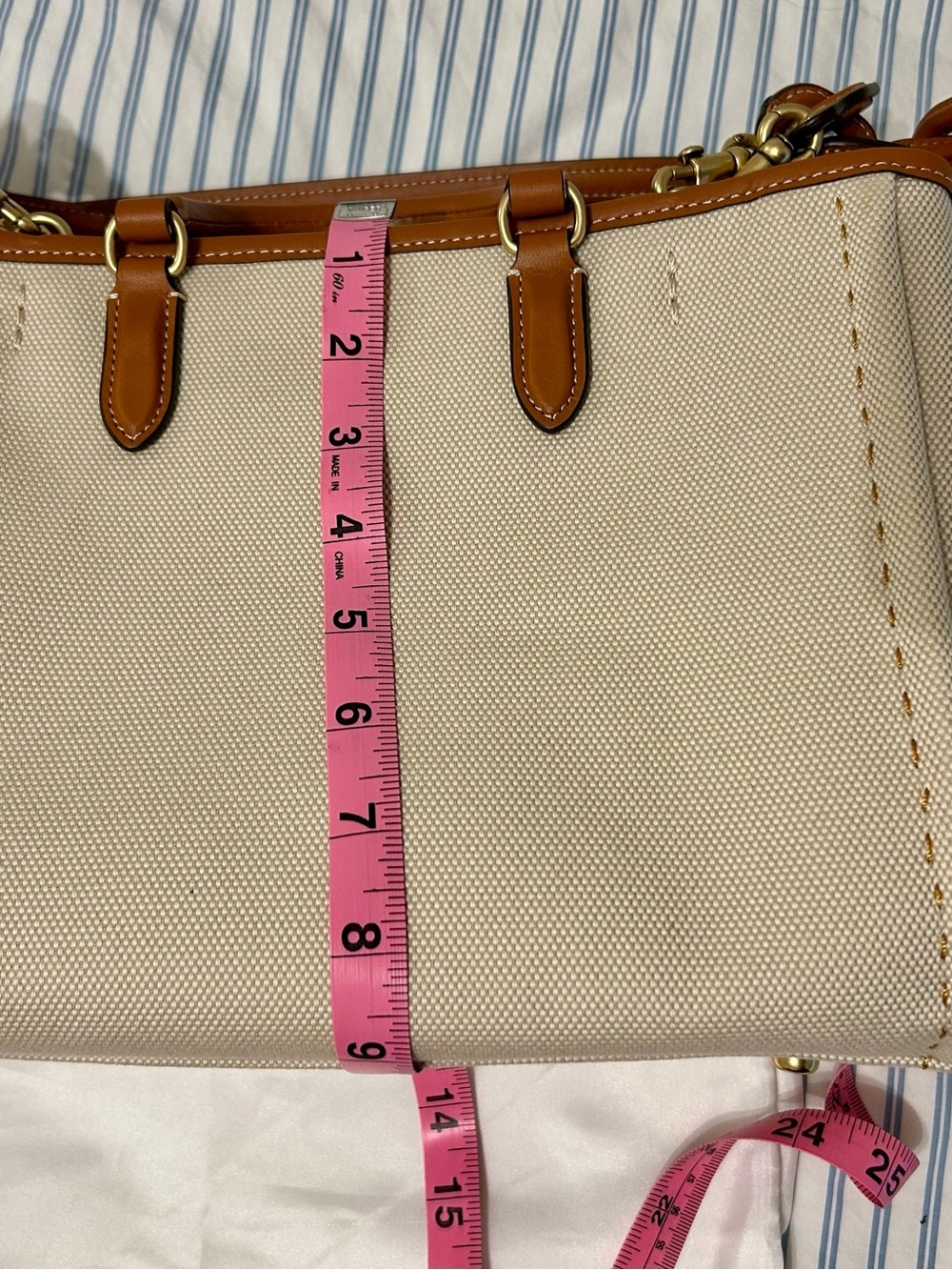 COACH Canvas Tote with Tan Leather Trim - Picture 2 of 5